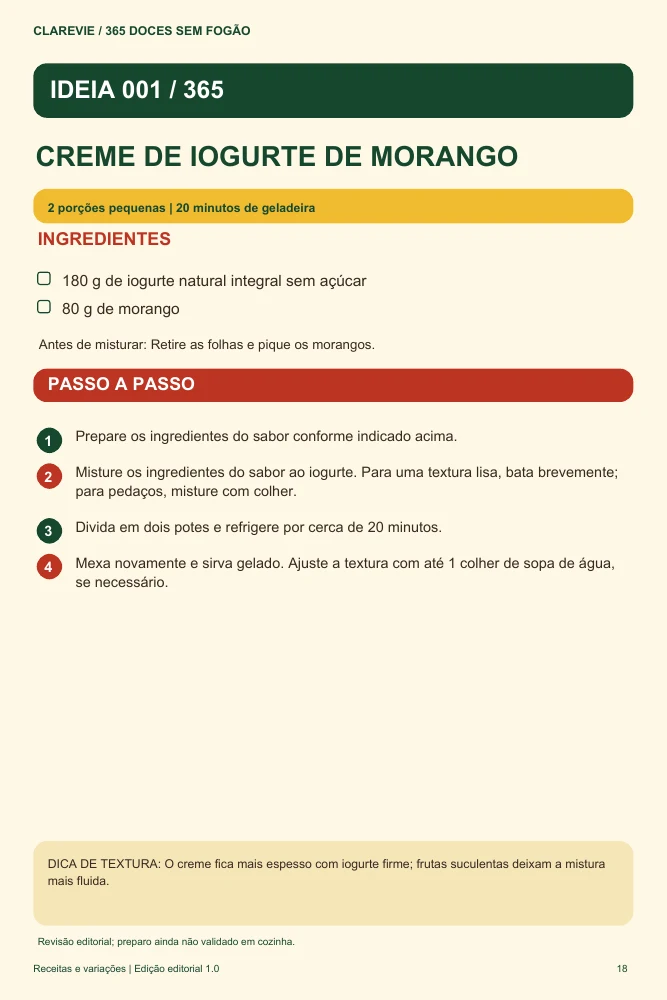 Ingredientes e preparo de uma receita do ebook